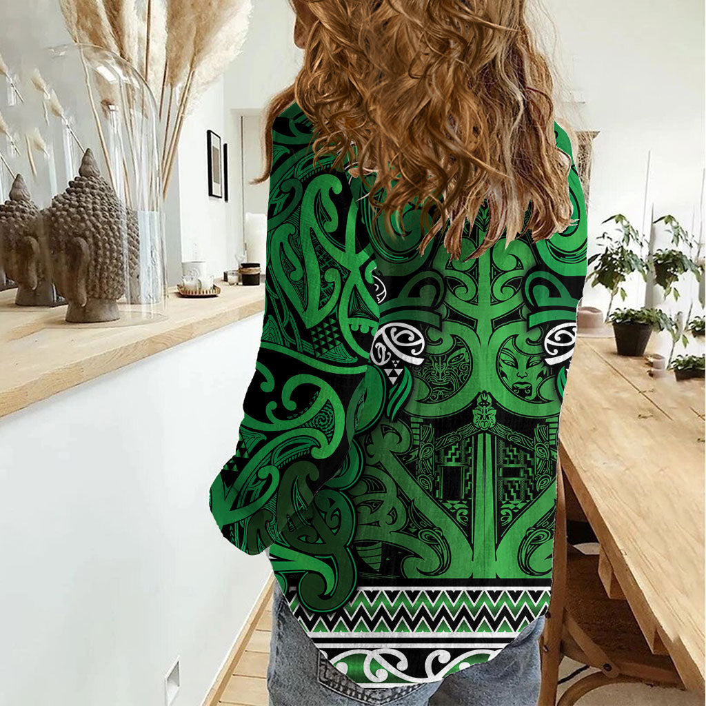 Aotearoa Iwi Ngati Maniapoto Women Casual Shirt Maori Wharenui House Tribal Pattern