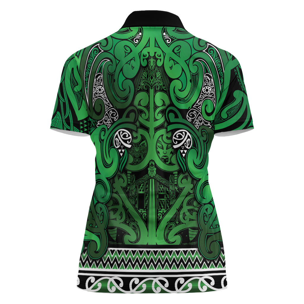 Aotearoa Iwi Ngati Maniapoto Women Polo Shirt Maori Wharenui House Tribal Pattern