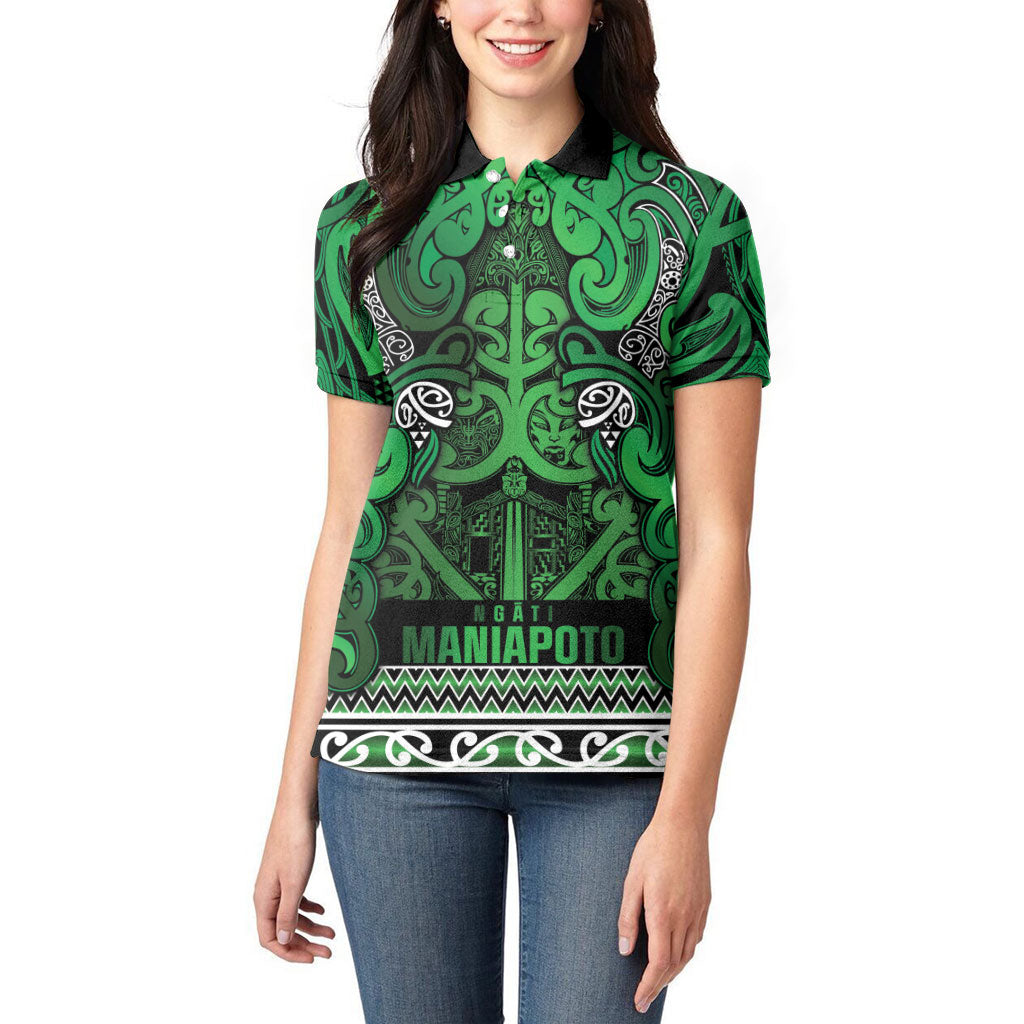 Aotearoa Iwi Ngati Maniapoto Women Polo Shirt Maori Wharenui House Tribal Pattern