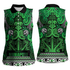 Aotearoa Iwi Ngati Maniapoto Women Sleeveless Polo Shirt Maori Wharenui House Tribal Pattern