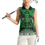 Aotearoa Iwi Ngati Maniapoto Women Sleeveless Polo Shirt Maori Wharenui House Tribal Pattern