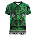 Aotearoa Iwi Ngati Maniapoto Women V-Neck T-Shirt Maori Wharenui House Tribal Pattern