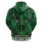 Aotearoa Iwi Ngati Maniapoto Zip Hoodie Maori Wharenui House Tribal Pattern