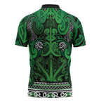 Aotearoa Iwi Ngati Maniapoto Zipper Polo Shirt Maori Wharenui House Tribal Pattern