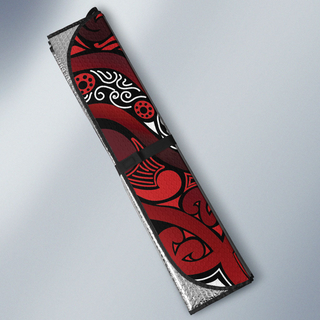 Aotearoa Iwi Te Arawa Auto Sun Shade Maori Wharenui House Tribal Pattern