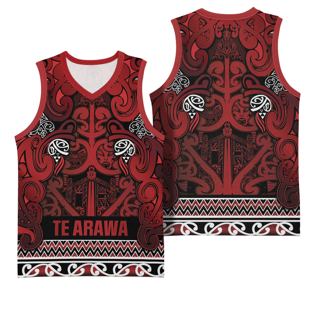Aotearoa Iwi Te Arawa Basketball Jersey Maori Wharenui House Tribal Pattern