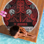 Aotearoa Iwi Te Arawa Beach Blanket Maori Wharenui House Tribal Pattern