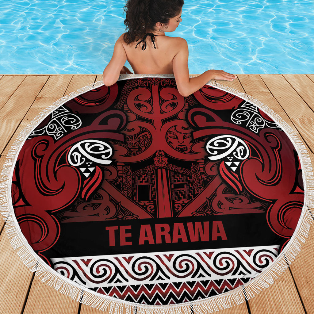 Aotearoa Iwi Te Arawa Beach Blanket Maori Wharenui House Tribal Pattern