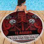 Aotearoa Iwi Te Arawa Beach Blanket Maori Wharenui House Tribal Pattern