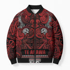 Aotearoa Iwi Te Arawa Bomber Puffer Jacket Maori Wharenui House Tribal Pattern