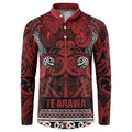 Aotearoa Iwi Te Arawa Button Sweatshirt Maori Wharenui House Tribal Pattern