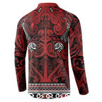 Aotearoa Iwi Te Arawa Button Sweatshirt Maori Wharenui House Tribal Pattern
