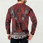 Aotearoa Iwi Te Arawa Button Sweatshirt Maori Wharenui House Tribal Pattern