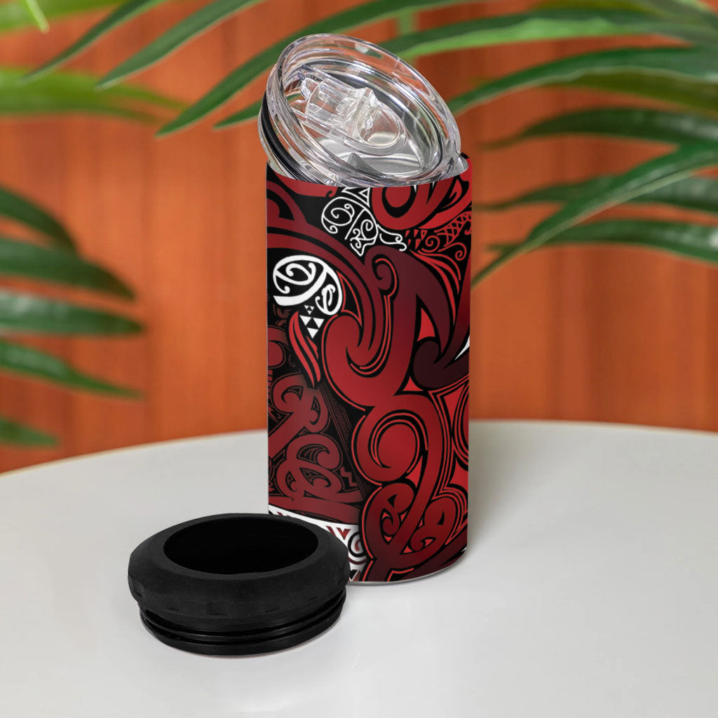 Aotearoa Iwi Te Arawa 4 in 1 Can Cooler Tumbler Maori Wharenui House Tribal Pattern