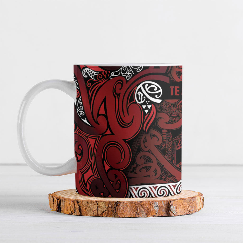Aotearoa Iwi Te Arawa Ceramic Mug Maori Wharenui House Tribal Pattern