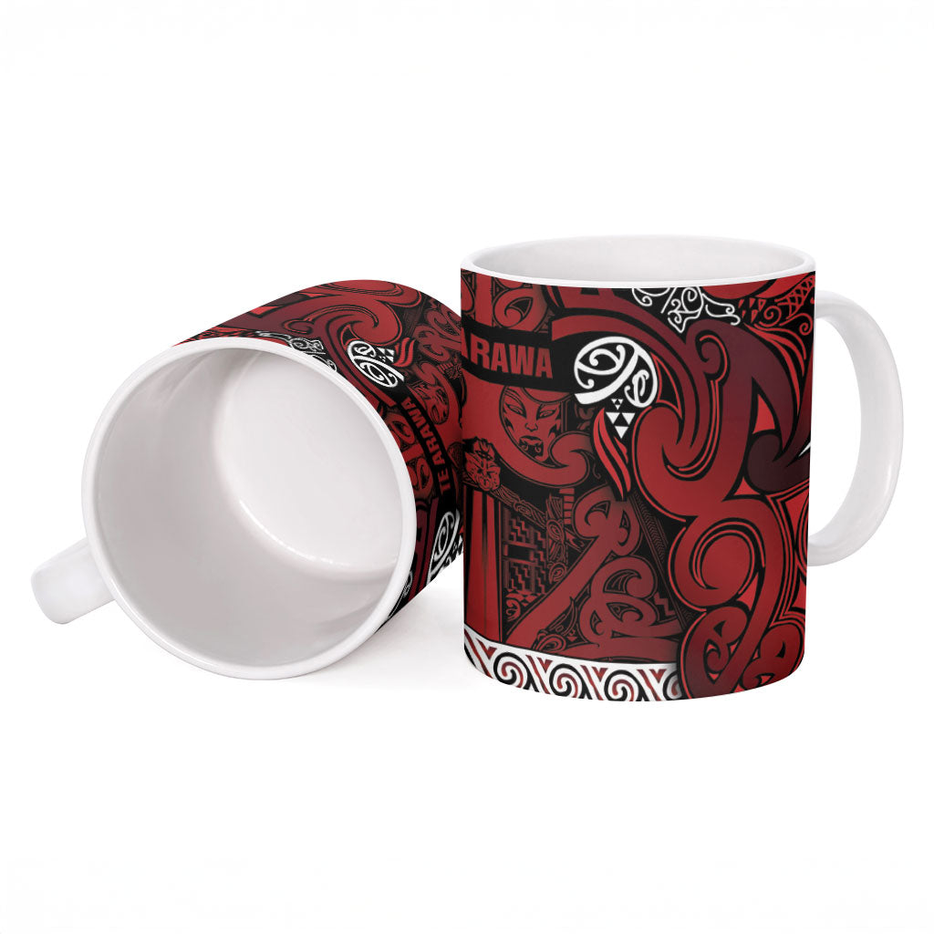 Aotearoa Iwi Te Arawa Ceramic Mug Maori Wharenui House Tribal Pattern