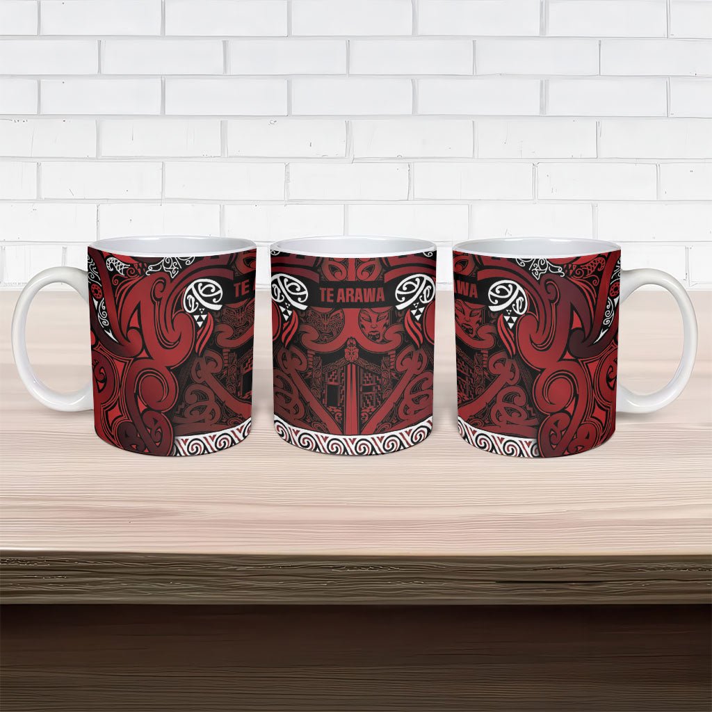 Aotearoa Iwi Te Arawa Ceramic Mug Maori Wharenui House Tribal Pattern