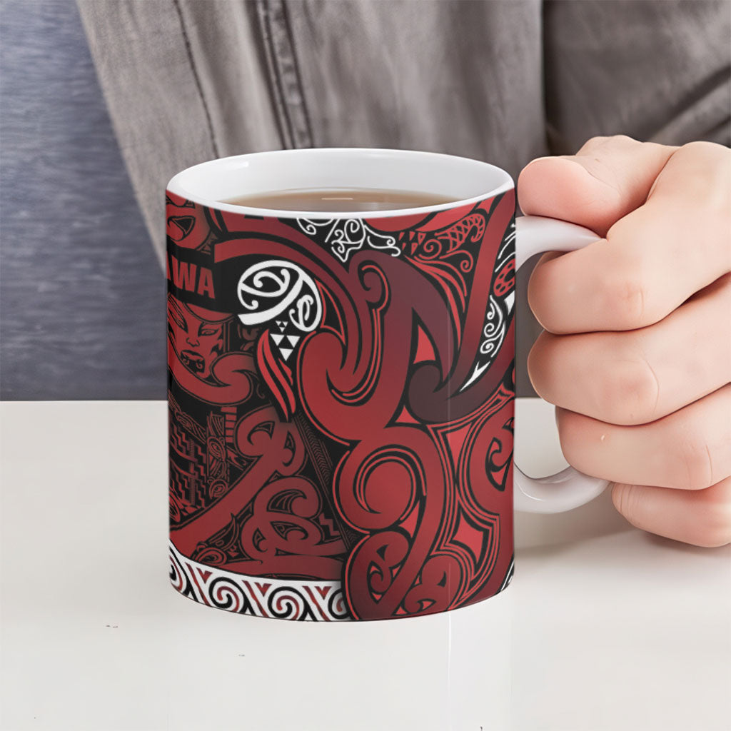 Aotearoa Iwi Te Arawa Ceramic Mug Maori Wharenui House Tribal Pattern