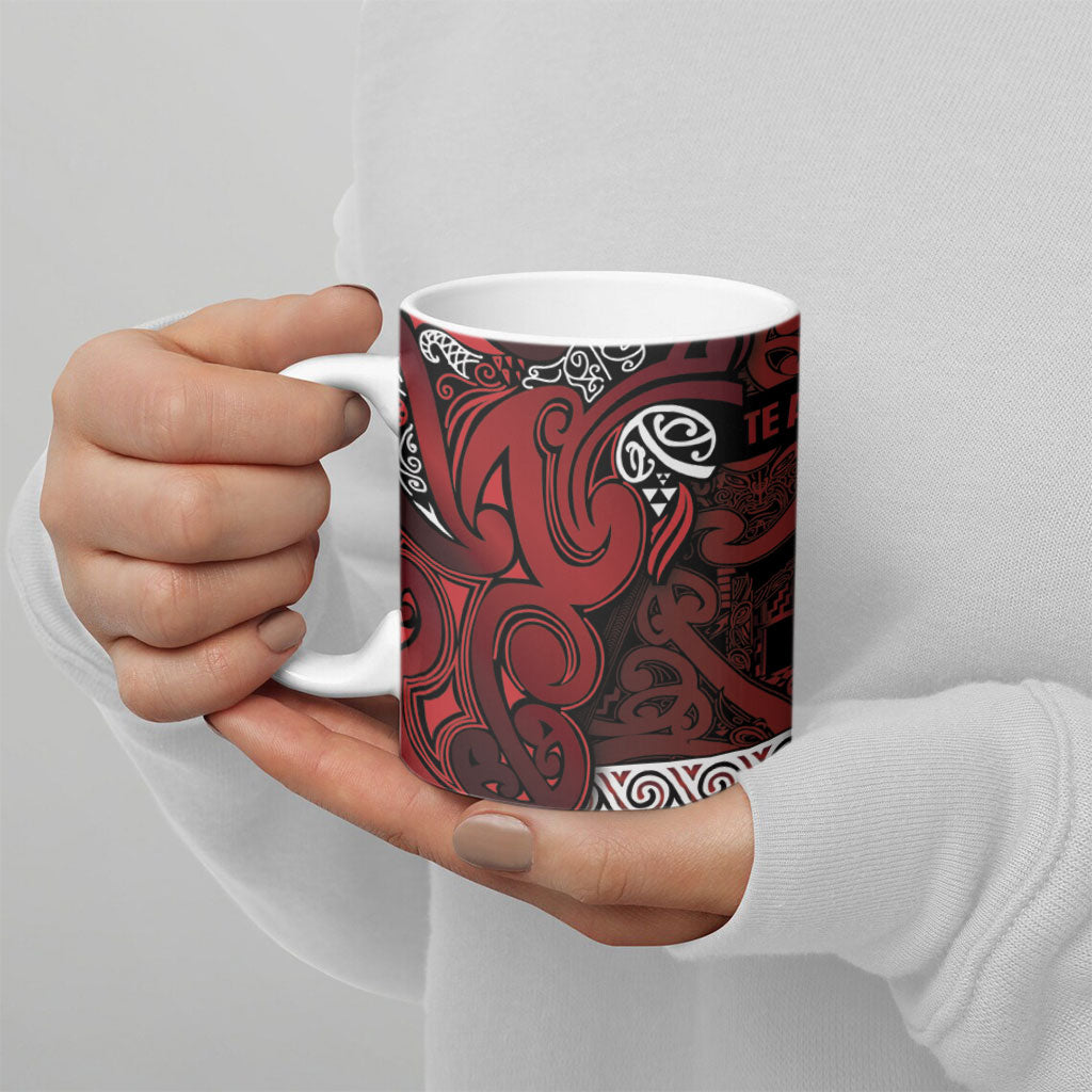 Aotearoa Iwi Te Arawa Ceramic Mug Maori Wharenui House Tribal Pattern