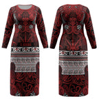 Aotearoa Iwi Te Arawa Couples Matching Long Sleeve Bodycon Dress and Hawaiian Shirt Maori Wharenui House Tribal Pattern