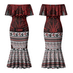 Aotearoa Iwi Te Arawa Couples Matching Mermaid Dress and Long Sleeve Button Shirt Maori Wharenui House Tribal Pattern