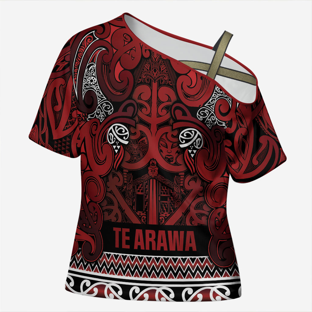 Aotearoa Iwi Te Arawa Cross Shoulder Shirt Maori Wharenui House Tribal Pattern
