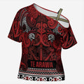 Aotearoa Iwi Te Arawa Cross Shoulder Shirt Maori Wharenui House Tribal Pattern