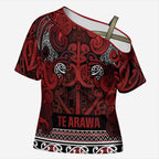 Aotearoa Iwi Te Arawa Cross Shoulder Shirt Maori Wharenui House Tribal Pattern