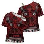 Aotearoa Iwi Te Arawa Cross Shoulder Shirt Maori Wharenui House Tribal Pattern