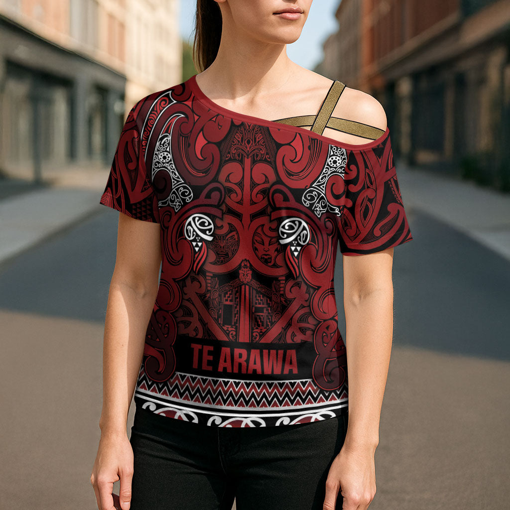 Aotearoa Iwi Te Arawa Cross Shoulder Shirt Maori Wharenui House Tribal Pattern