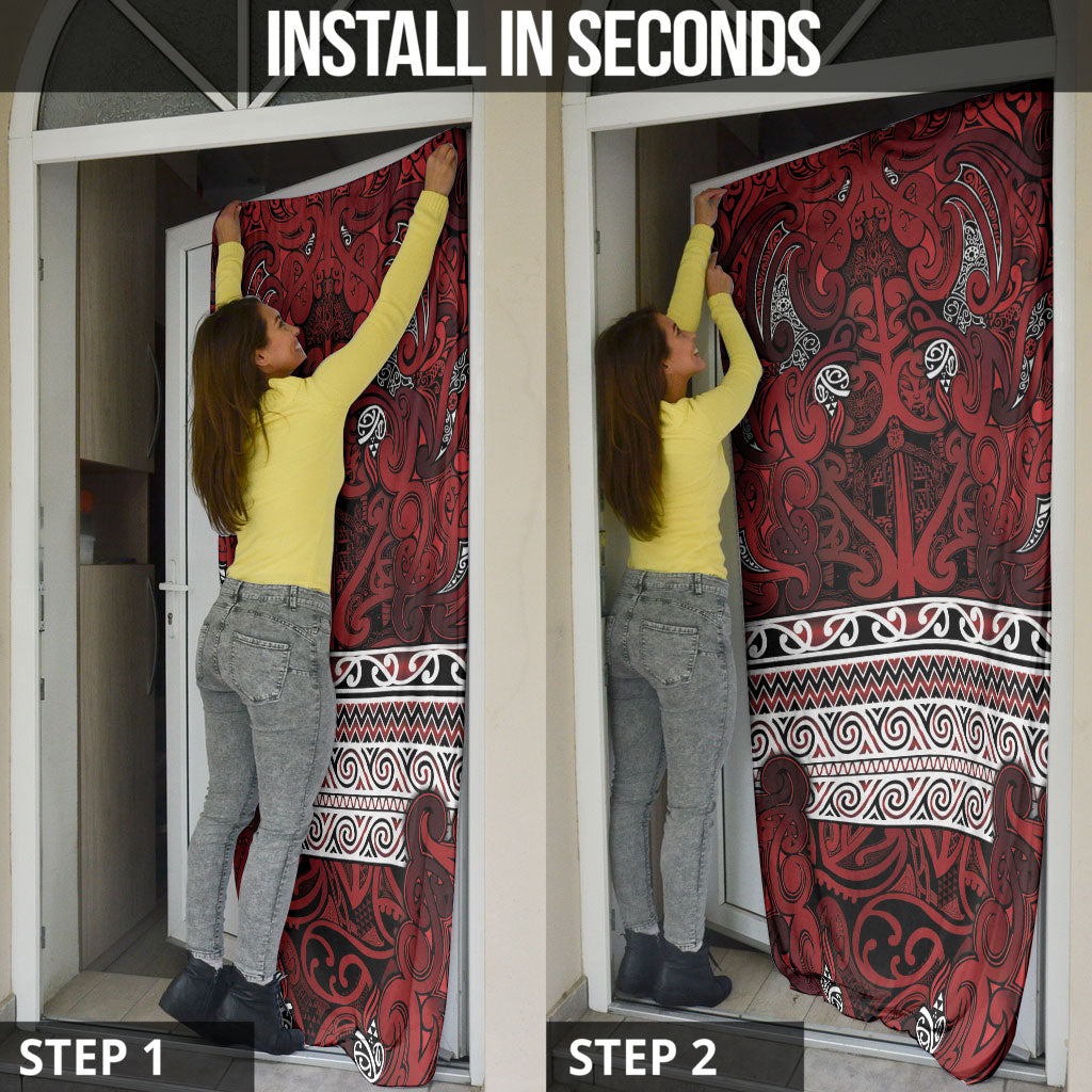 Aotearoa Iwi Te Arawa Door Cover Maori Wharenui House Tribal Pattern