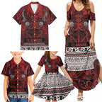 Aotearoa Iwi Te Arawa Family Matching Summer Maxi Dress and Hawaiian Shirt Maori Wharenui House Tribal Pattern