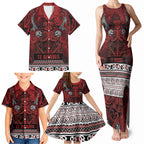 Aotearoa Iwi Te Arawa Family Matching Tank Maxi Dress and Hawaiian Shirt Maori Wharenui House Tribal Pattern
