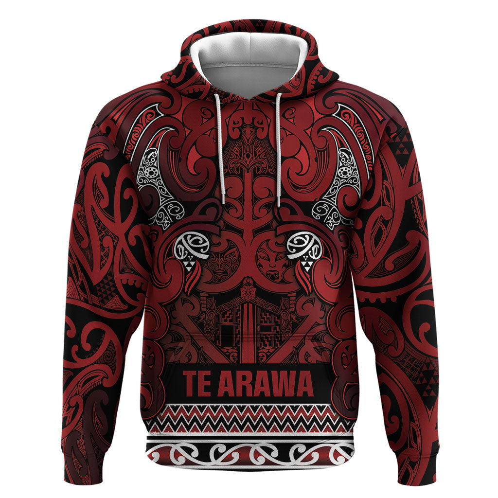Aotearoa Iwi Te Arawa Hoodie Maori Wharenui House Tribal Pattern