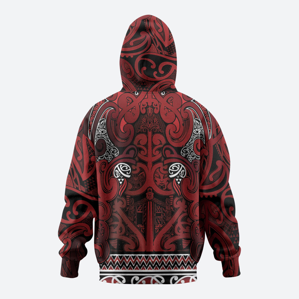 Aotearoa Iwi Te Arawa Hoodie Maori Wharenui House Tribal Pattern