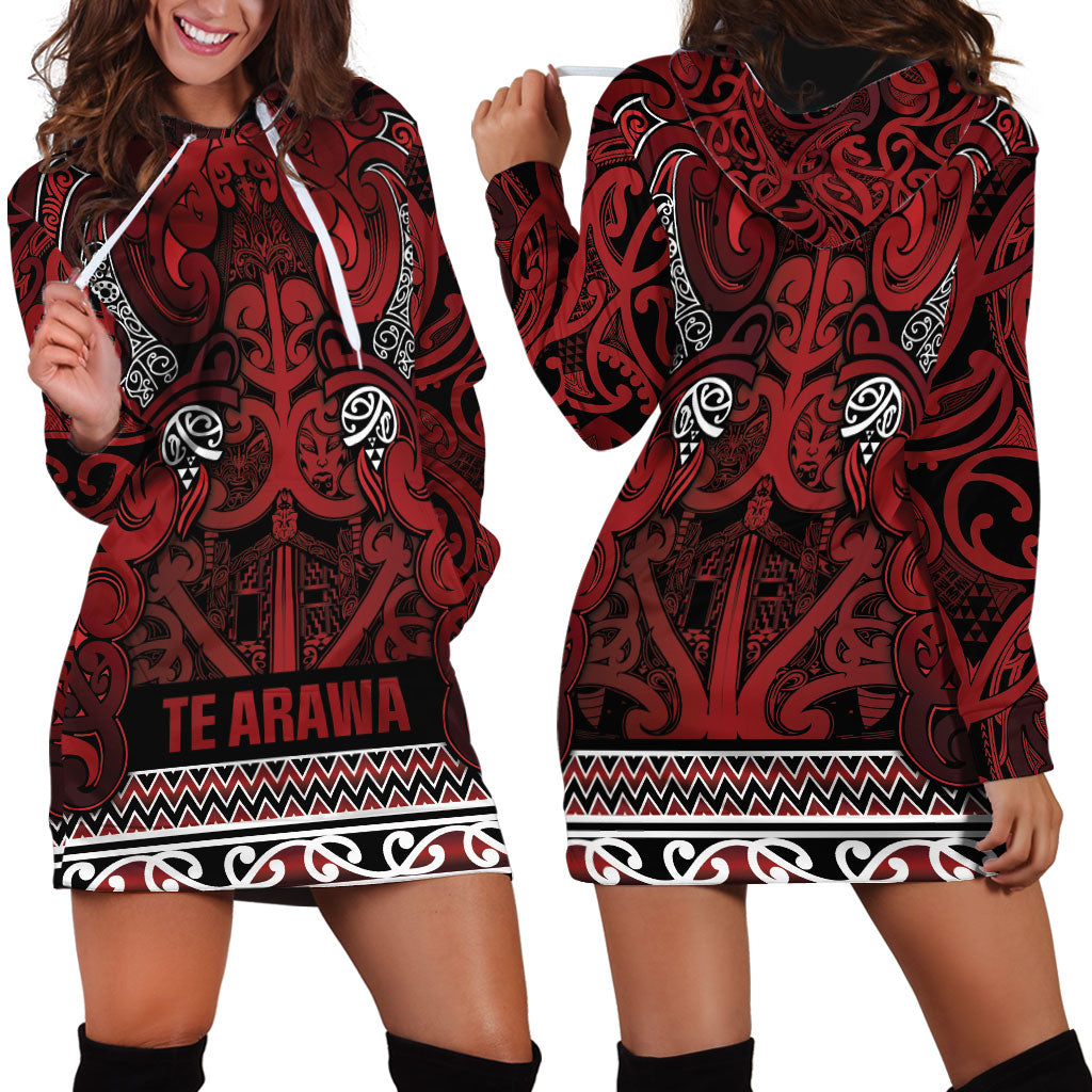 Aotearoa Iwi Te Arawa Hoodie Dress Maori Wharenui House Tribal Pattern