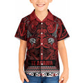 Aotearoa Iwi Te Arawa Kid Hawaiian Shirt Maori Wharenui House Tribal Pattern
