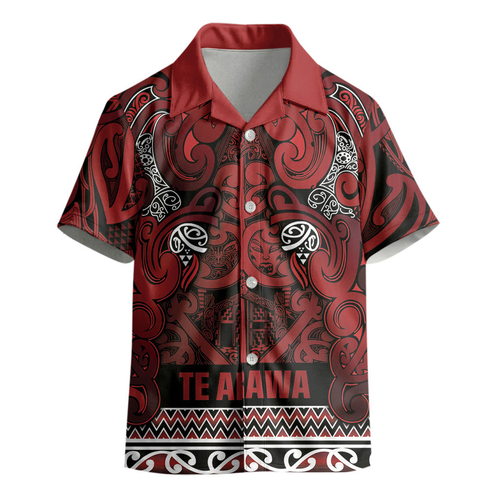 Aotearoa Iwi Te Arawa Kid Hawaiian Shirt Maori Wharenui House Tribal Pattern
