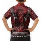 Aotearoa Iwi Te Arawa Kid Hawaiian Shirt Maori Wharenui House Tribal Pattern