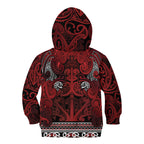 Aotearoa Iwi Te Arawa Kid Hoodie Maori Wharenui House Tribal Pattern