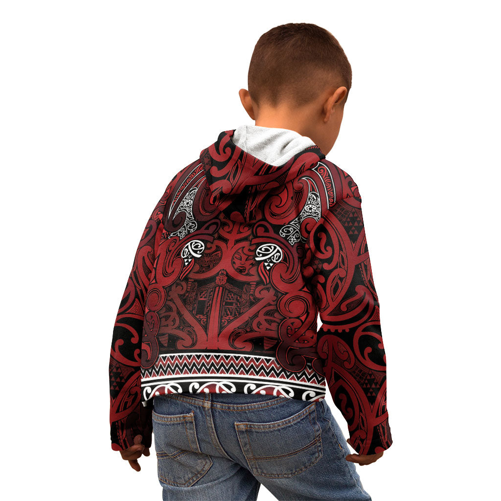 Aotearoa Iwi Te Arawa Kid Hoodie Maori Wharenui House Tribal Pattern