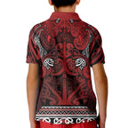 Aotearoa Iwi Te Arawa Kid Polo Shirt Maori Wharenui House Tribal Pattern