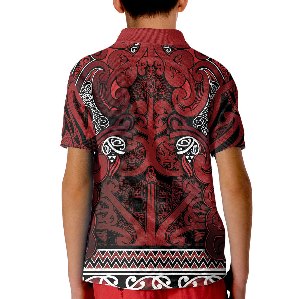 Aotearoa Iwi Te Arawa Kid Polo Shirt Maori Wharenui House Tribal Pattern