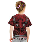 Aotearoa Iwi Te Arawa Kid T Shirt Maori Wharenui House Tribal Pattern