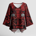 Aotearoa Iwi Te Arawa Kimono Sleeve Blouse Maori Wharenui House Tribal Pattern