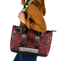 Aotearoa Iwi Te Arawa Leather Tote Bag Maori Wharenui House Tribal Pattern