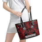 Aotearoa Iwi Te Arawa Leather Tote Bag Maori Wharenui House Tribal Pattern