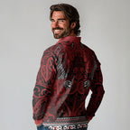 Aotearoa Iwi Te Arawa Long Sleeve Polo Shirt Maori Wharenui House Tribal Pattern