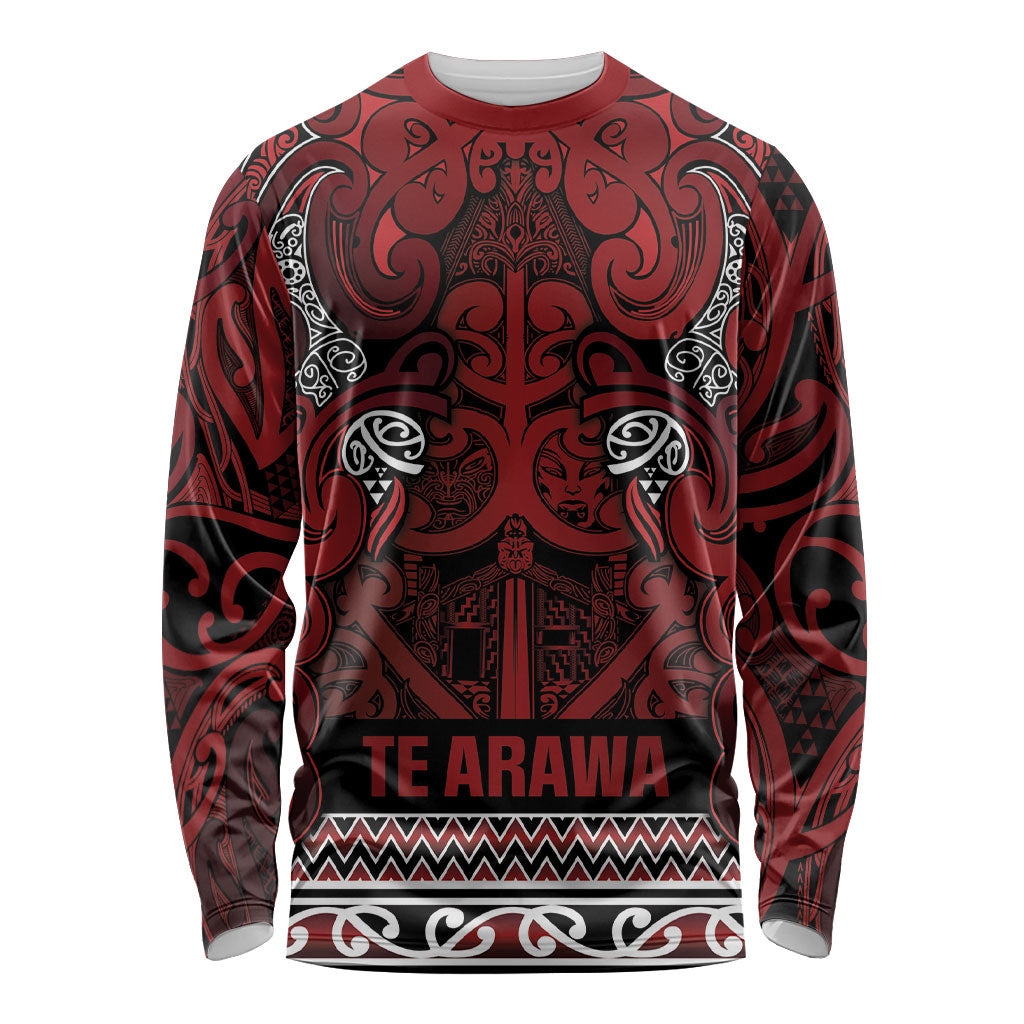 Aotearoa Iwi Te Arawa Long Sleeve Shirt Maori Wharenui House Tribal Pattern