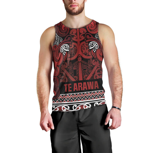 Aotearoa Iwi Te Arawa Men Tank Top Maori Wharenui House Tribal Pattern